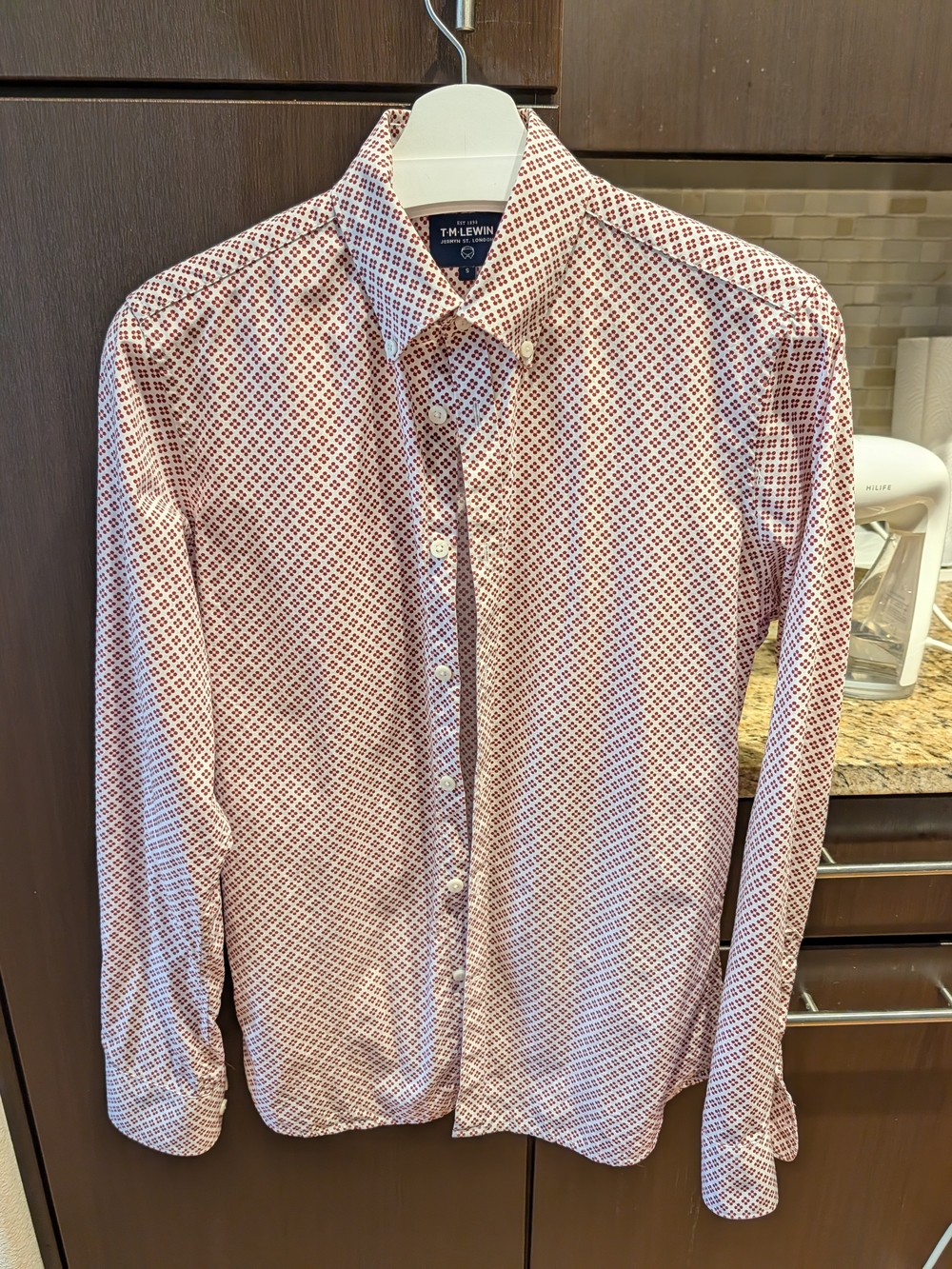 T.M.Lewin Men's Red Geometric Button-Down Shirt